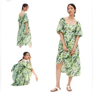 FAITHFULL THE BRAND Falabelle Tiered Checked Cotton-poplin Midi Dress, size 6